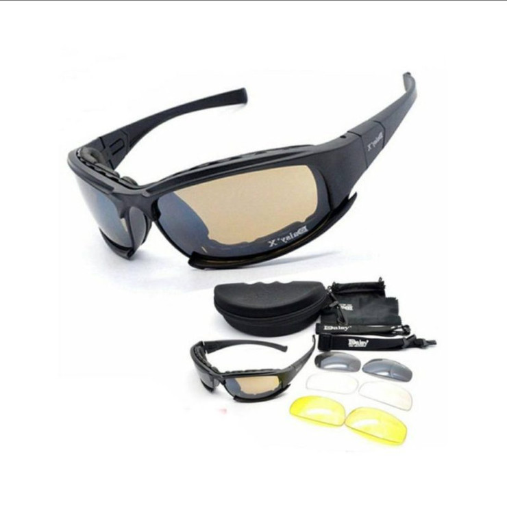 عینک نظامی دایزی مدل X7 با لنزهای رنگی و کیف حمل مقاوم